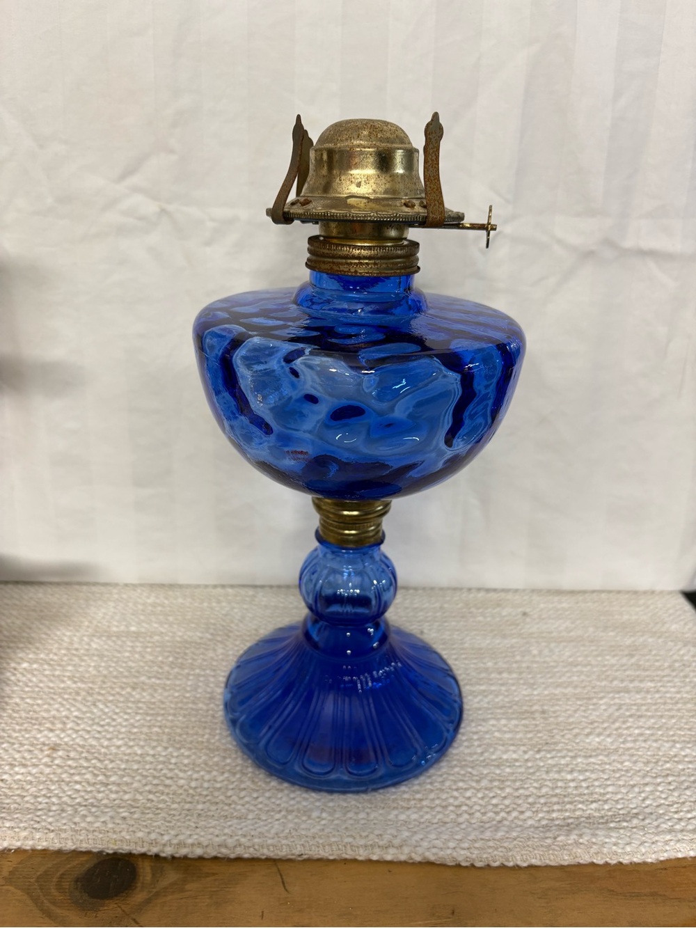 Cobalt Blue Glass Oil Lamp - Picture 2 of 7